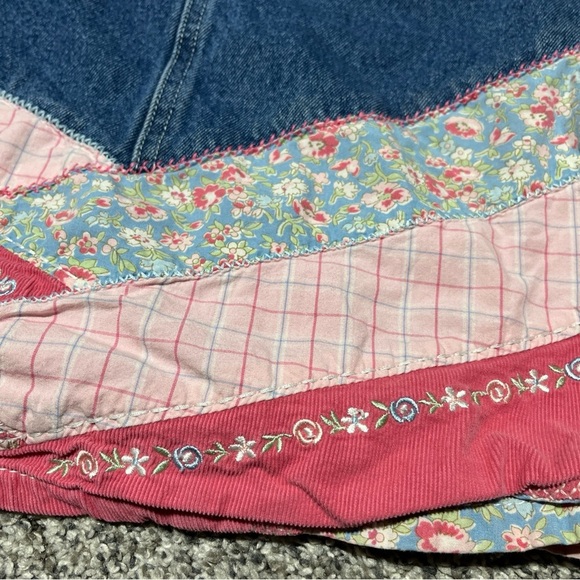 Vintage Girls 7 Xxl Gymboree Denim Overall Bib Dress patchwork Bandana Y2K - Picture 4 of 8